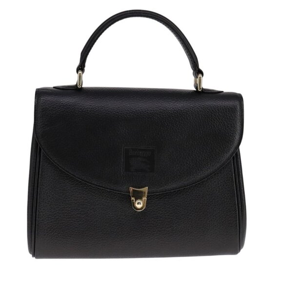 Burberrys Hand Bag Leather Black Auth - Picture 6 of 16